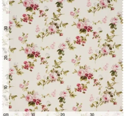 VBS Marktplatz Stoff Meterware>Motiv-Stoff Leinenoptik "Rosen"