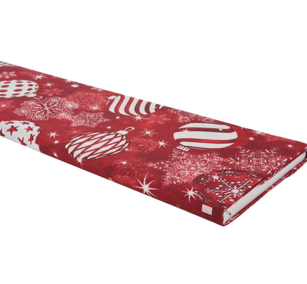 VBS Marktplatz Stoff Meterware|Weihnachtsstoffe>Motiv-Stoff Leinenoptik "Weihnachtskugeln-Rot"