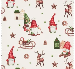 VBS Marktplatz Weihnachtsstoffe|Stoff Meterware>Motiv-Stoff Leinenoptik "Wichtelwelt"