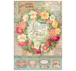 Stamperia Decoupage|Seidenpapier & Strohseide>Motiv-Strohseide "Album of Roses"