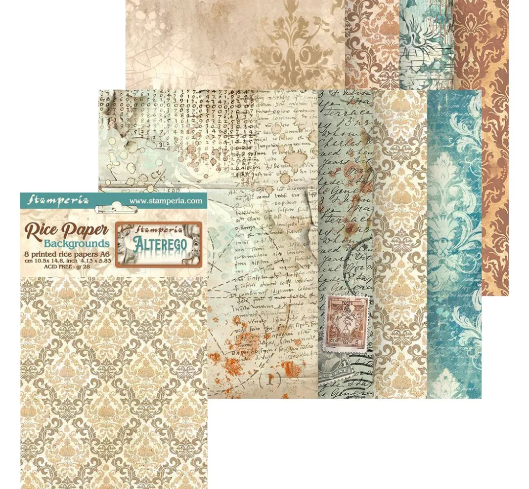 Stamperia Decoupage|Seidenpapier & Strohseide>Motiv-Strohseide Backgrounds "Alterego"