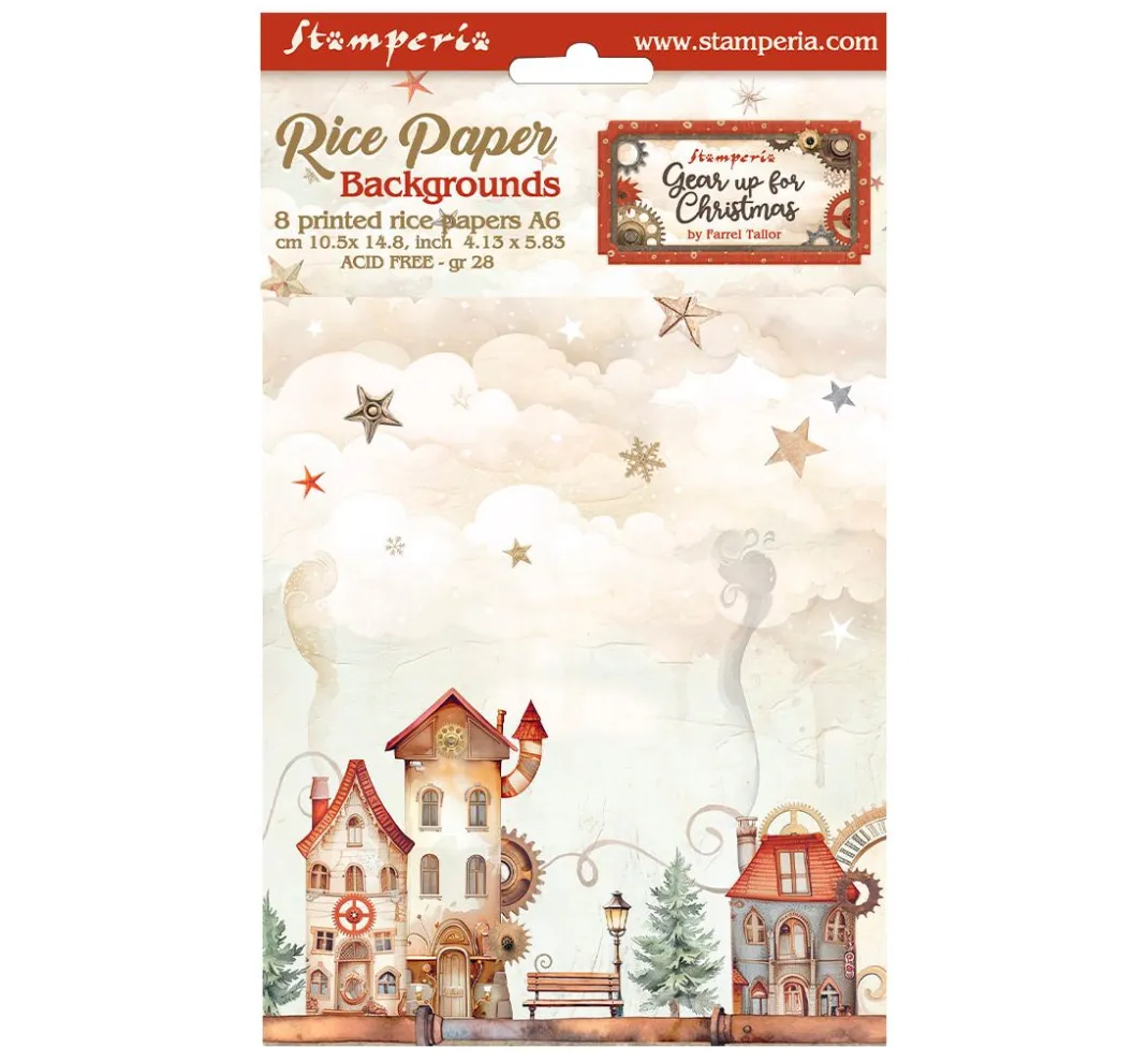 Stamperia Seidenpapier & Strohseide|Decoupage>Motiv-Strohseide Backgrounds "Gear up for Christmas"