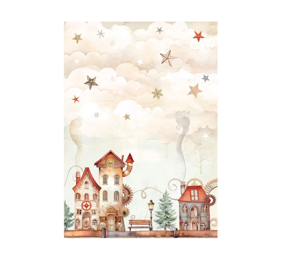 Stamperia Seidenpapier & Strohseide|Decoupage>Motiv-Strohseide Backgrounds "Gear up for Christmas"