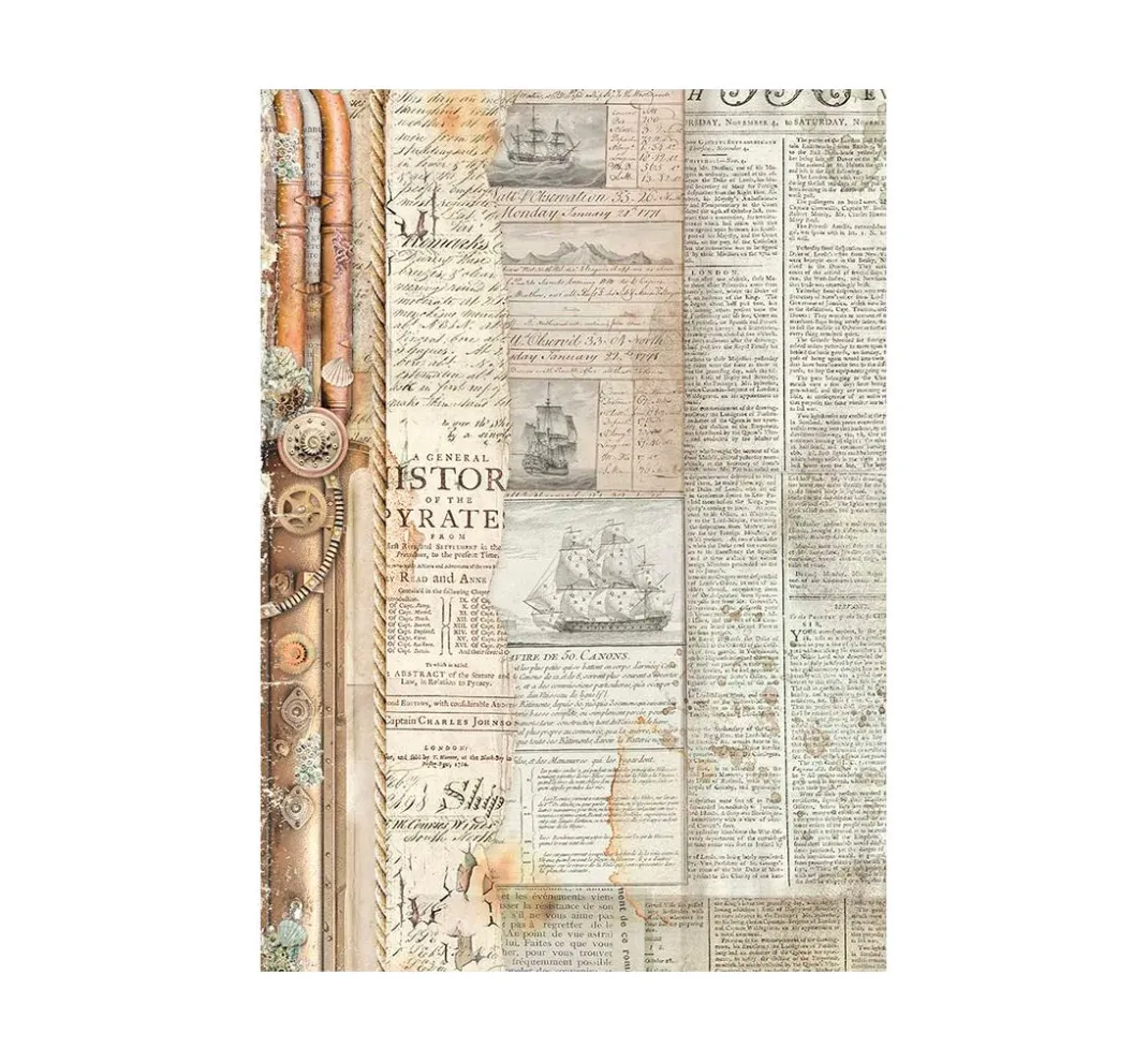 Stamperia Decoupage|Seidenpapier & Strohseide>Motiv-Strohseide Backgrounds "Songs of the Sea"