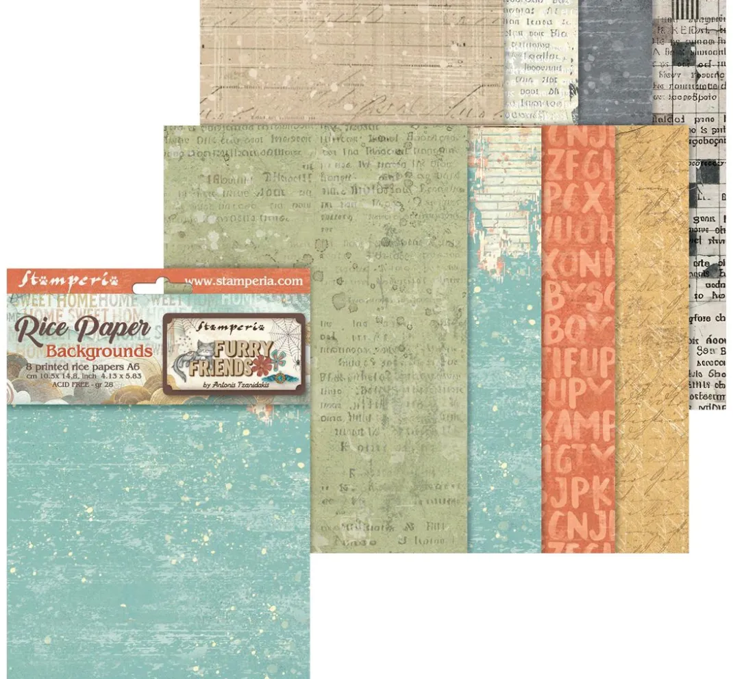 Stamperia Decoupage|Seidenpapier & Strohseide>Motiv-Strohseide Backgrounds "Furrry Friends"