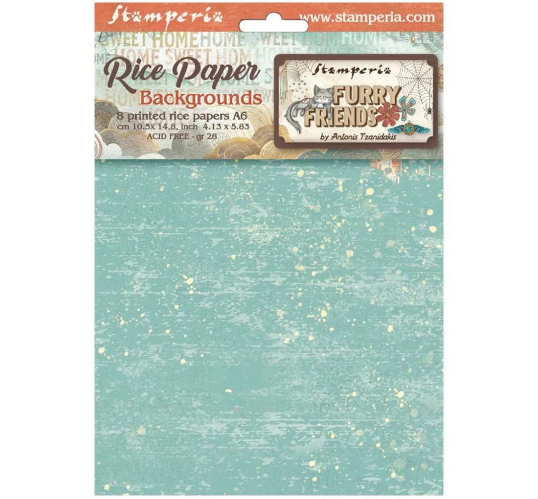 Stamperia Decoupage|Seidenpapier & Strohseide>Motiv-Strohseide Backgrounds "Furrry Friends"
