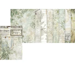 Stamperia Decoupage|Seidenpapier & Strohseide>Motiv-Strohseide Backgrounds "Herbarium Silvae", 8er Set