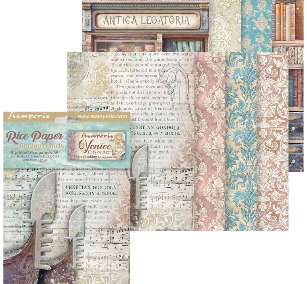 Stamperia Decoupage|Seidenpapier & Strohseide>Motiv-Strohseide Backgrounds "Venice City of Art"