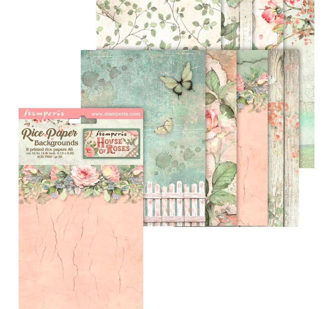 Stamperia Decoupage|Seidenpapier & Strohseide>Motiv-Strohseide Backgrounds "House of Roses"