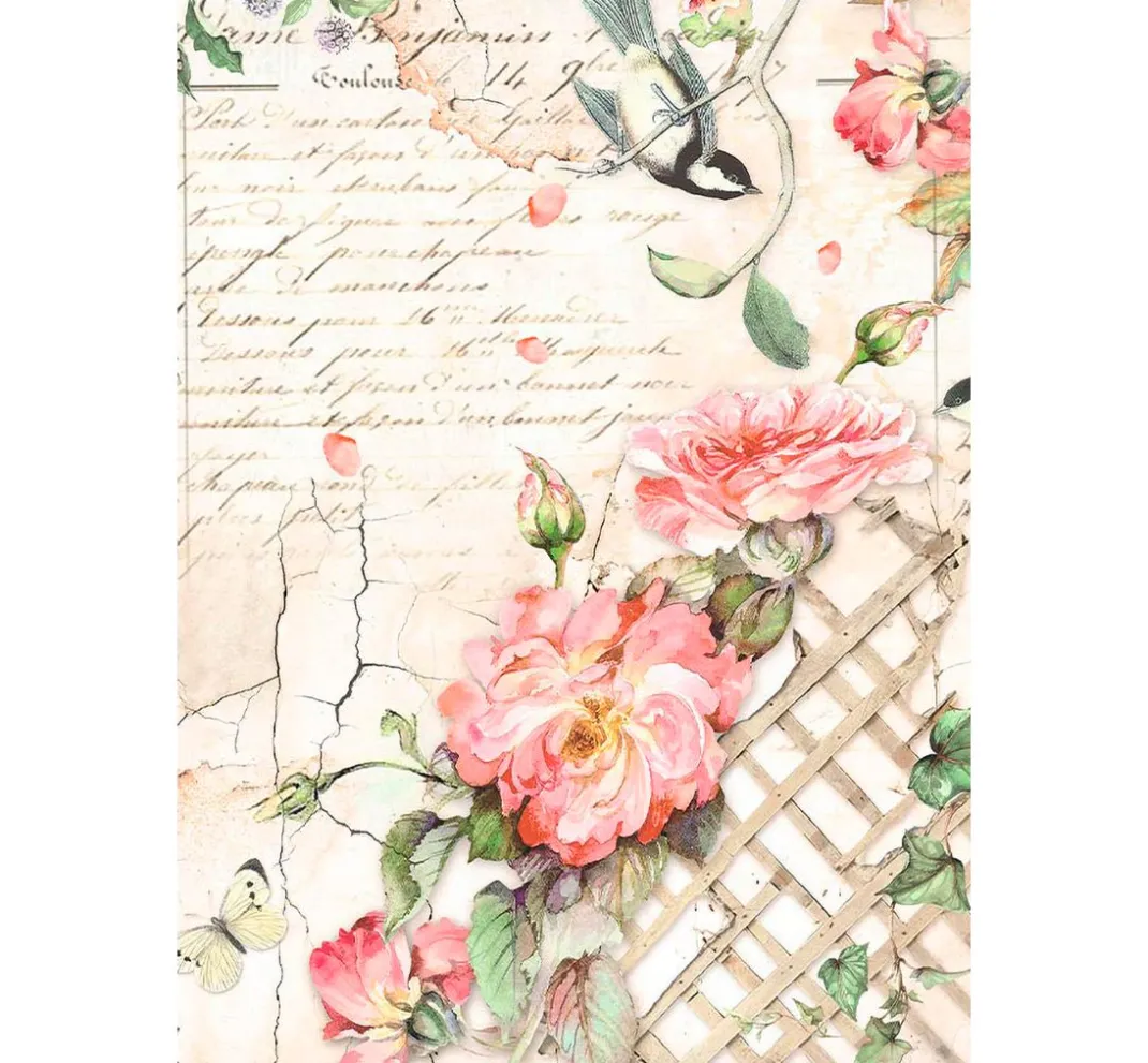 Stamperia Decoupage|Seidenpapier & Strohseide>Motiv-Strohseide Backgrounds "House of Roses"