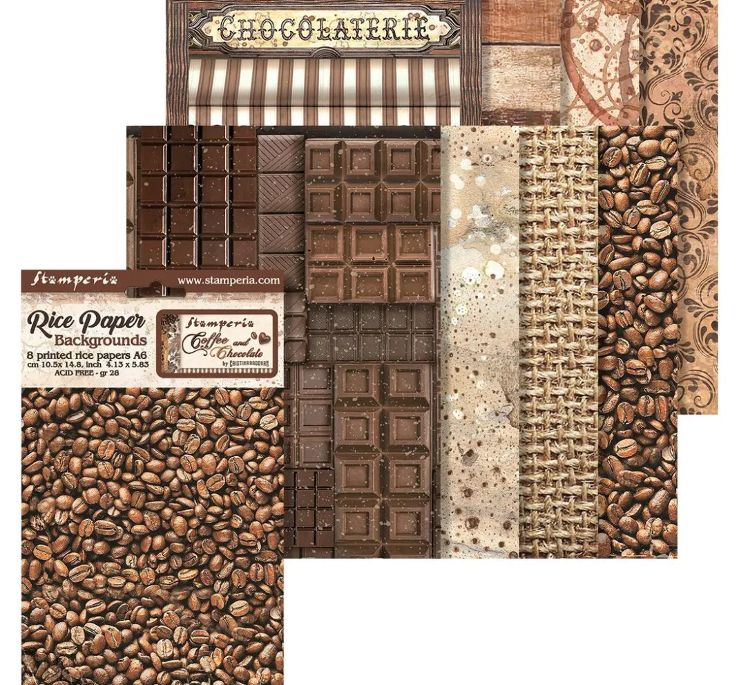 Stamperia Decoupage|Seidenpapier & Strohseide>Motiv-Strohseide Backgrounds "Coffee and Chocolate"