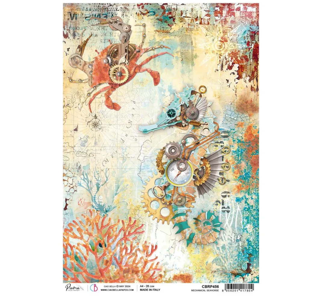 Ciao Bella Decoupage|Seidenpapier & Strohseide>Motiv-Strohseide "Coral Reef - Seahorse"