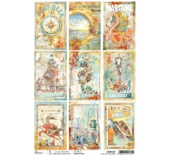 Ciao Bella Decoupage|Seidenpapier & Strohseide>Motiv-Strohseide "Coral Reef - Mini Cards"