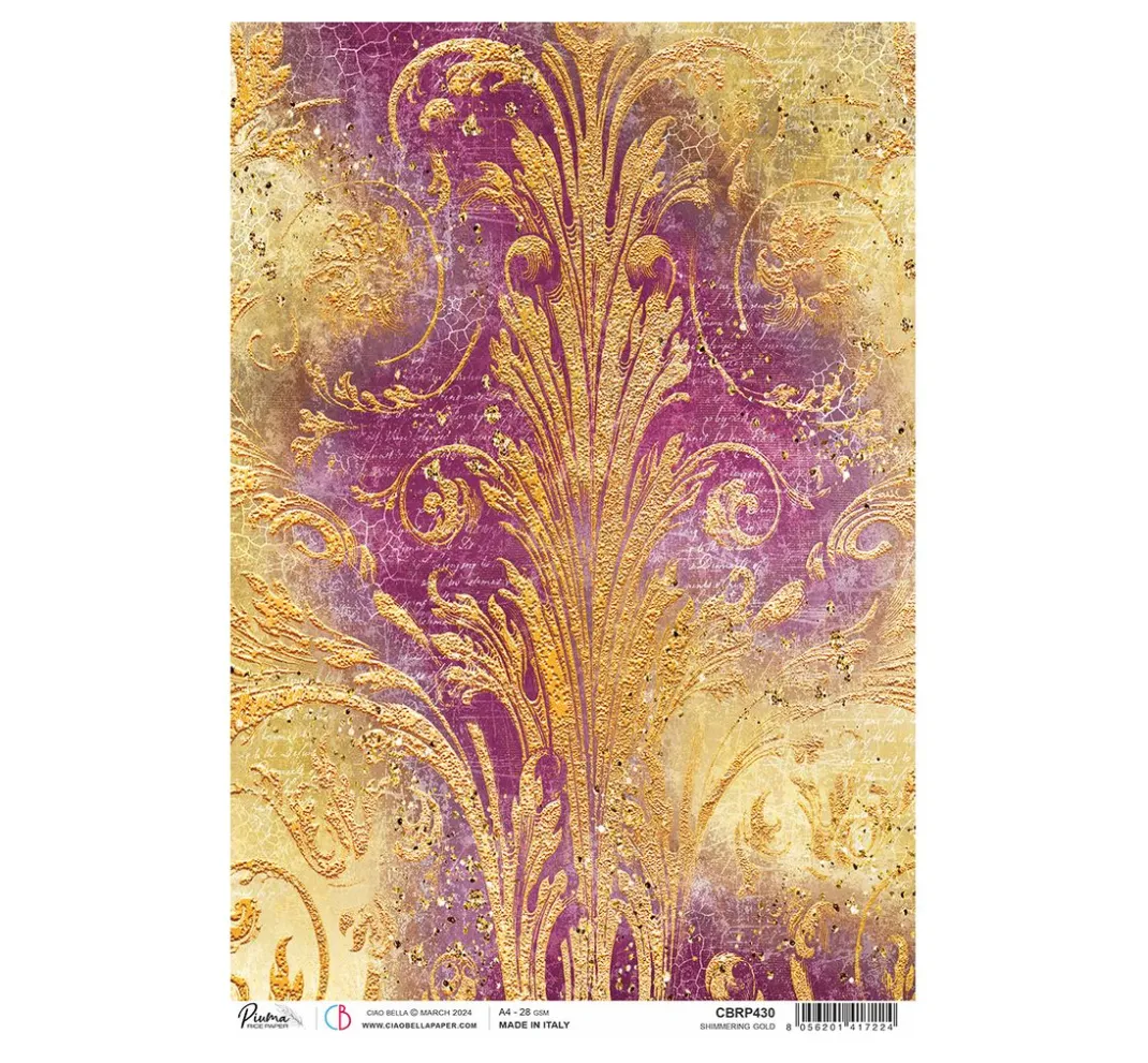 Ciao Bella Decoupage|Seidenpapier & Strohseide>Motiv-Strohseide "Ethereal -Schillerndes Gold"