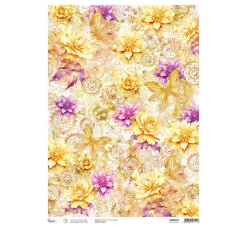 Ciao Bella Decoupage|Seidenpapier & Strohseide>Motiv-Strohseide "Ethereal - Blumen und Rosetten"