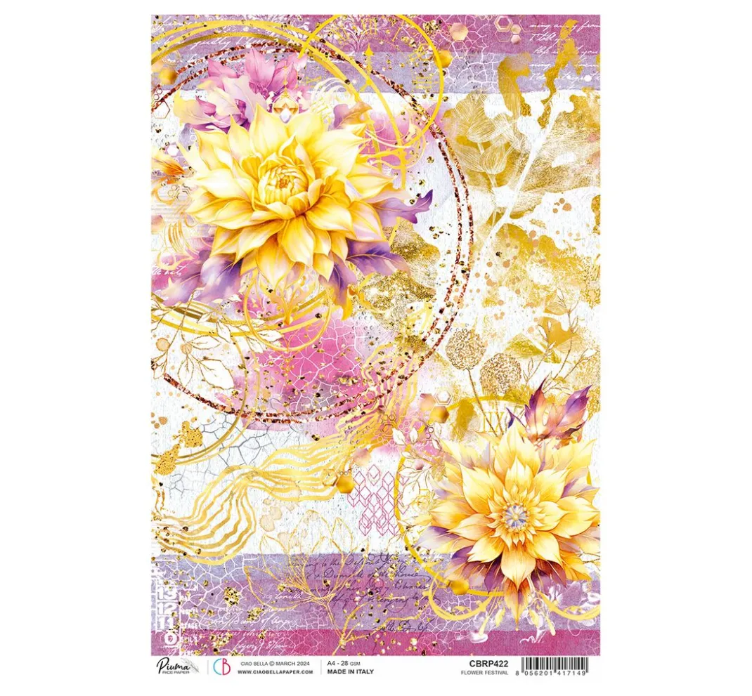 Ciao Bella Decoupage|Seidenpapier & Strohseide>Motiv-Strohseide "Ethereal - Flower Festival"