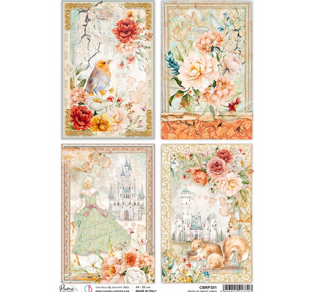 Ciao Bella Decoupage|Seidenpapier & Strohseide>Motiv-Strohseide "Fairy Postcards"