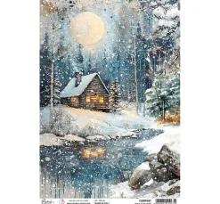 Ciao Bella Decoupage|Seidenpapier & Strohseide>Motiv-Strohseide "Forest Tales - Night in the Wood"