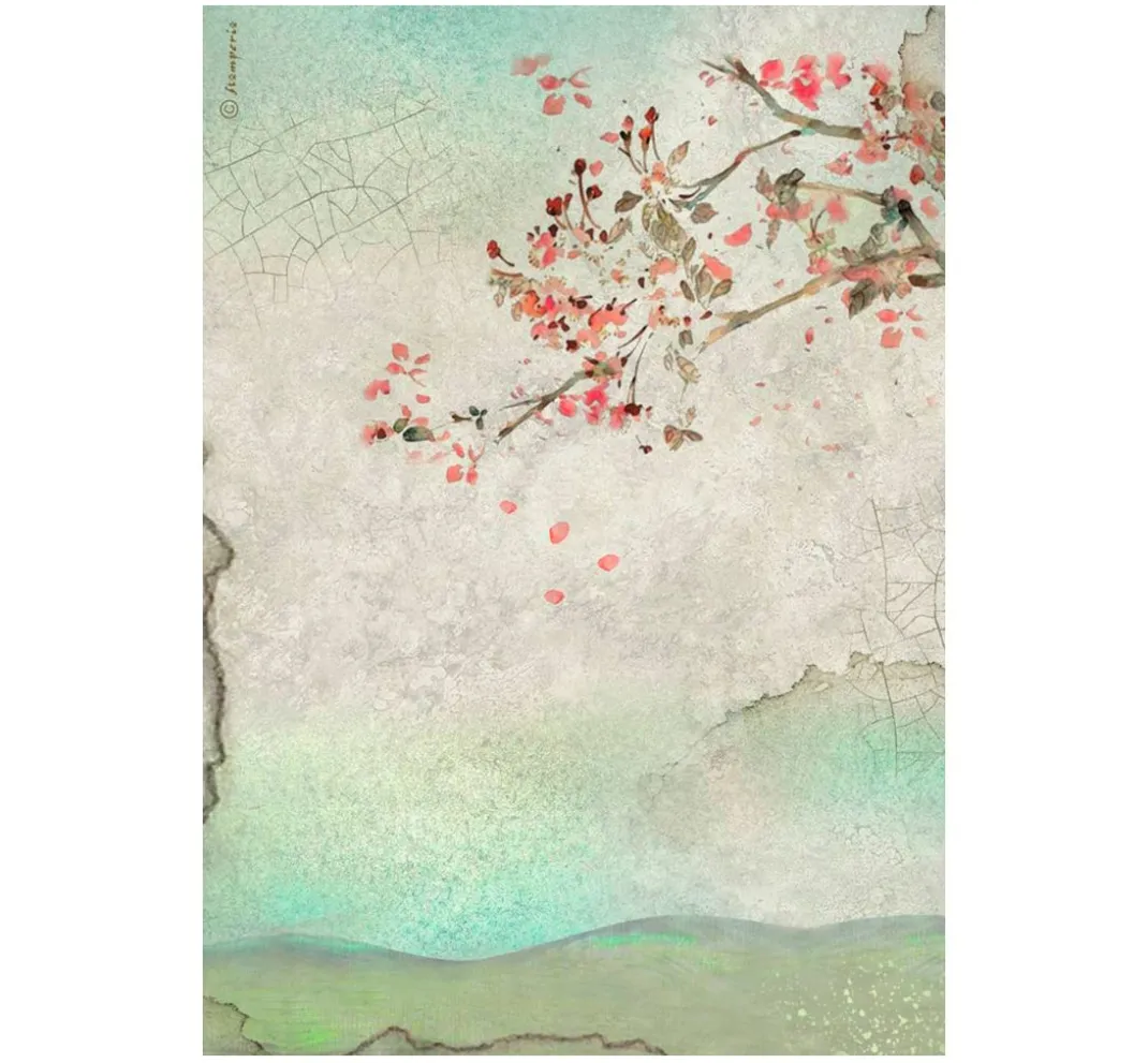 Stamperia Decoupage|Seidenpapier & Strohseide>Motiv-Strohseide "House of Roses - Branch"