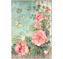 Stamperia Decoupage|Seidenpapier & Strohseide>Motiv-Strohseide "House of Roses - Flower Corner"