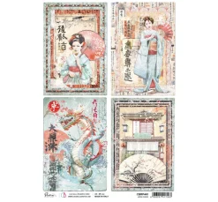 Ciao Bella Decoupage|Seidenpapier & Strohseide>Motiv-Strohseide "Land of the Rising Sun - Japanische Karten"