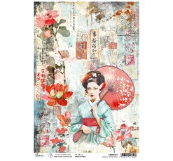 Ciao Bella Decoupage|Seidenpapier & Strohseide>Motiv-Strohseide "Land of the Rising Sun - Geisha"