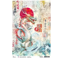 Ciao Bella Decoupage|Seidenpapier & Strohseide>Motiv-Strohseide "Land of the Rising Sun - Drache"