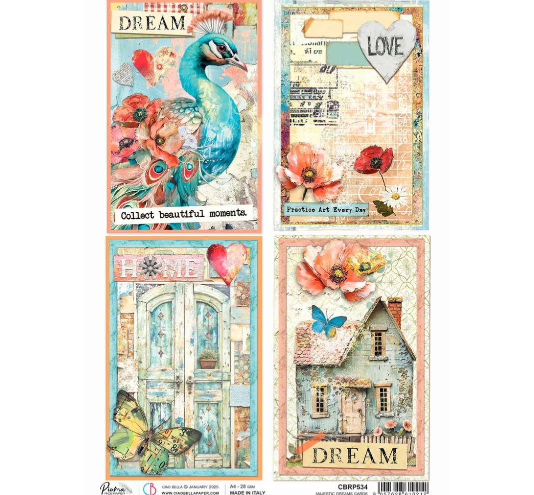 Ciao Bella Decoupage|Seidenpapier & Strohseide>Motiv-Strohseide "Majestic Dreams Cards"