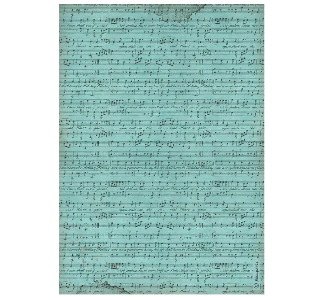 Stamperia Seidenpapier & Strohseide>Motiv-Strohseide "Music - Background Score"