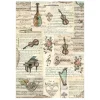Stamperia Seidenpapier & Strohseide>Motiv-Strohseide "Music - Instruments"