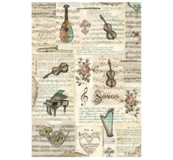 Stamperia Seidenpapier & Strohseide>Motiv-Strohseide "Music - Instruments"