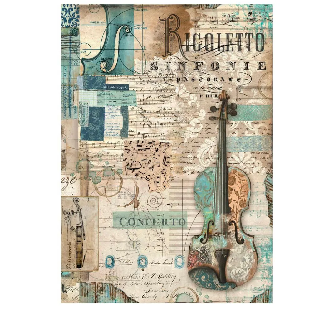Stamperia Seidenpapier & Strohseide>Motiv-Strohseide "Music - Violin"