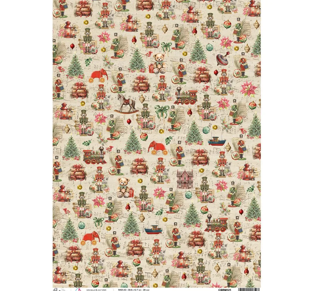 Ciao Bella Seidenpapier & Strohseide>Motiv-Strohseide "Nutcracker - Vintage Toy"