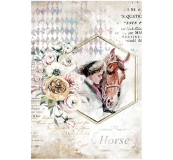Stamperia Seidenpapier & Strohseide|Decoupage>Motiv-Strohseide "Pferdeliebe"