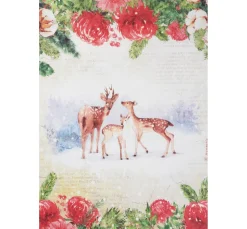 Stamperia Decoupage|Seidenpapier & Strohseide>Motiv-Strohseide "Rehe am Waldesrand"