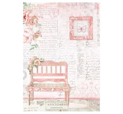 Stamperia Decoupage|Seidenpapier & Strohseide>Motiv-Strohseide "Roseland - Bank "