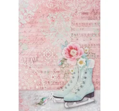 Stamperia Decoupage|Seidenpapier & Strohseide>Motiv-Strohseide "Schlittschuh"
