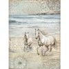 Stamperia Decoupage|Seidenpapier & Strohseide>Motiv-Strohseide "Silent Sea - Pferde"