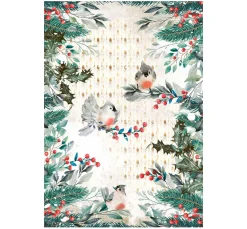 Stamperia Seidenpapier & Strohseide|Decoupage>Motiv-Strohseide Vögel auf "Beerenzweig"