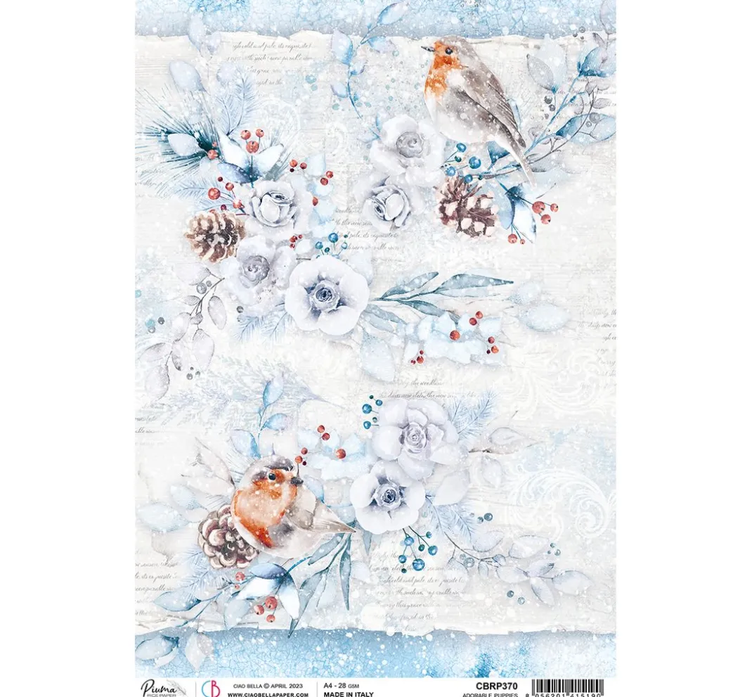 Ciao Bella Seidenpapier & Strohseide|Decoupage>Motiv-Strohseide "Vögel im Winter"