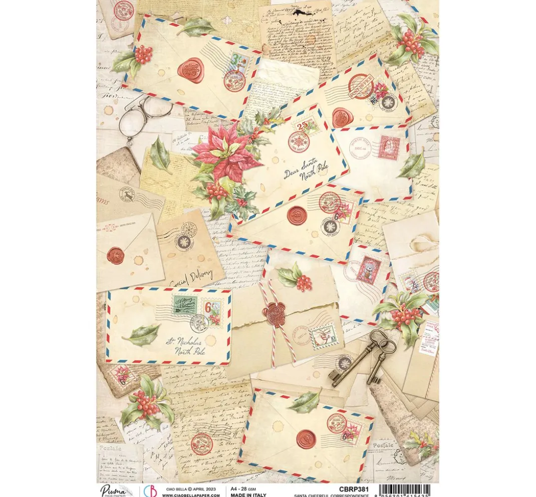 Ciao Bella Seidenpapier & Strohseide|Decoupage>Motiv-Strohseide "Weihnachtspost"