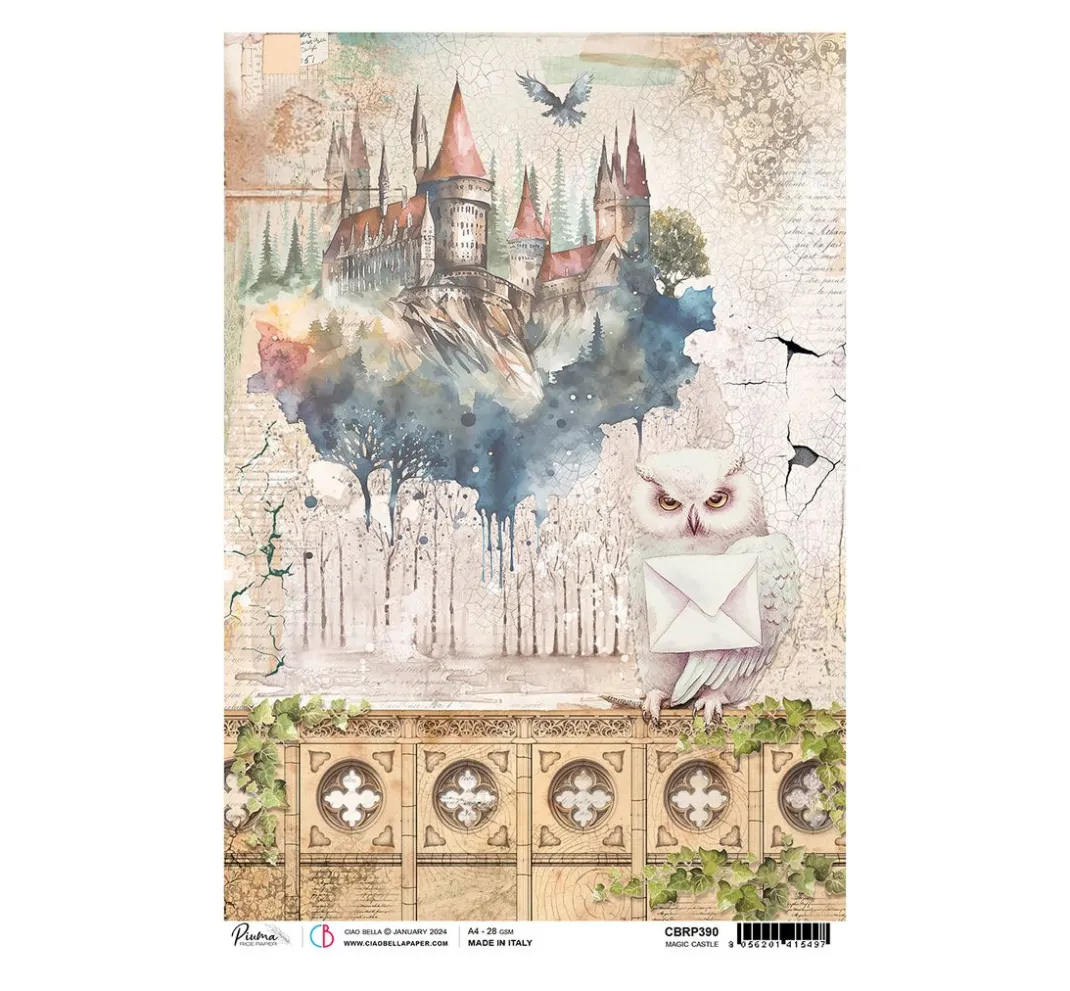 Ciao Bella Decoupage|Seidenpapier & Strohseide>Motiv-Strohseide "Wizard Academy - Magic Castle"