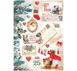 Stamperia Decoupage|Seidenpapier & Strohseide>Motiv-Strohseide "Wunschzettel"
