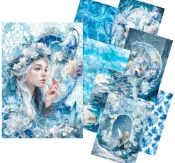 Ciao Bella Decoupage|Seidenpapier & Strohseide>Motiv-Strohseiden Sortiment "Frozen Land", 8er-Set