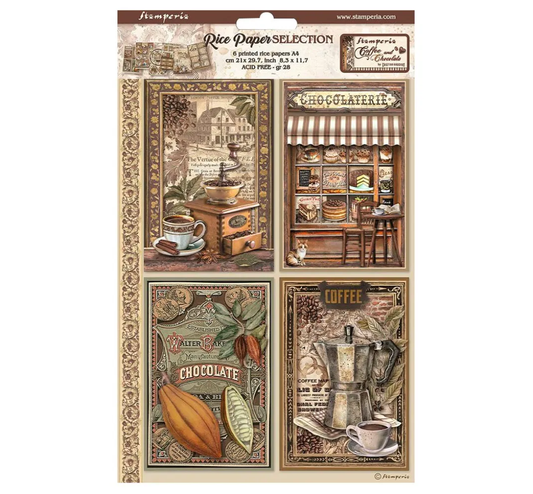 Stamperia Decoupage|Seidenpapier & Strohseide>Motiv-Strohseiden Sortiment "Coffee and Chocolate"