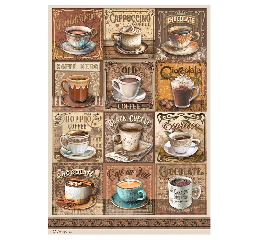 Stamperia Decoupage|Seidenpapier & Strohseide>Motiv-Strohseiden Sortiment "Coffee and Chocolate"