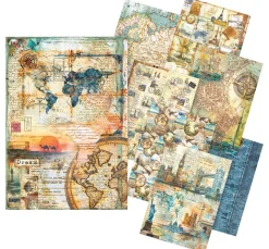 Ciao Bella Decoupage|Seidenpapier & Strohseide>Motiv-Strohseiden Sortiment "Wanderlust"