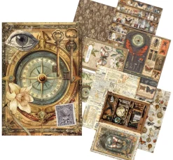 Ciao Bella Decoupage|Seidenpapier & Strohseide>Motiv-Strohseiden Sortiment "Cabinet of Curiosities", 8er-Set
