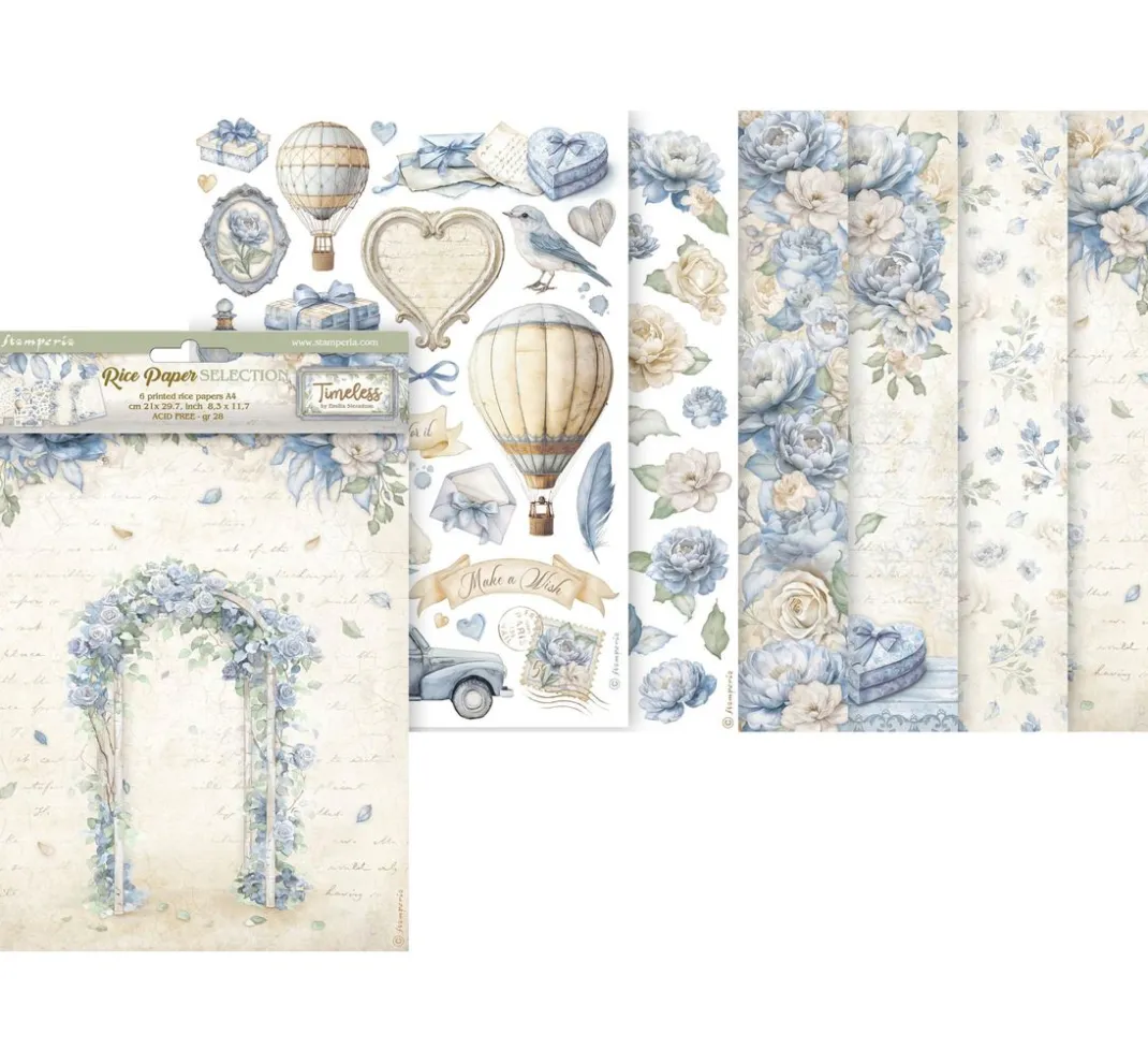 Stamperia Decoupage|Seidenpapier & Strohseide>Motiv-Strohseiden Sortiment "Timeless", 6er-Set