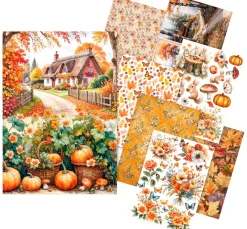 Ciao Bella Decoupage|Seidenpapier & Strohseide>Motiv-Strohseiden Sortiment "Hallo Herbst", 8er-Set